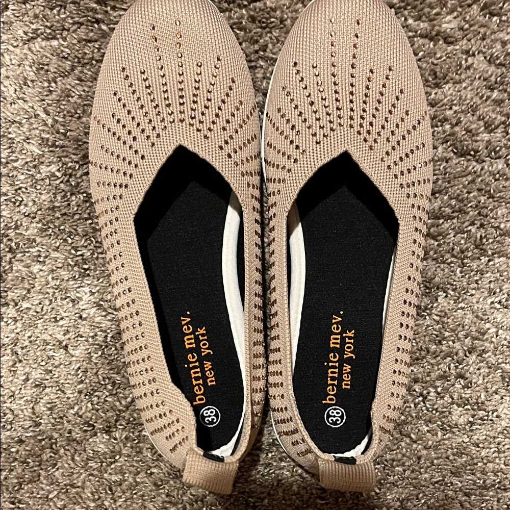 bernie mev. Knit Slip-On Flats in Blush Taupe